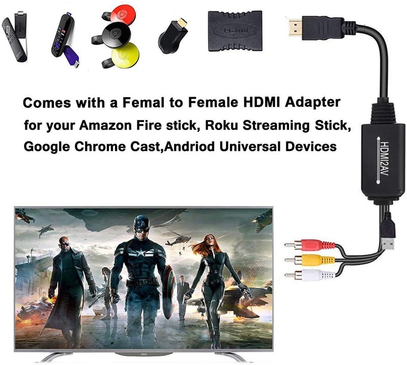 ENBUER محول HDMI إلى RCA، كابل HDMI إلى RCA، كابل محول 1080P إلى AV يدعم NTSC لجهاز التلفاز، Roku، Chromecast، Apple TV، الكمبيوتر، اللابتوب، Xbox، HDTV، DVD وغيرها - Image 5